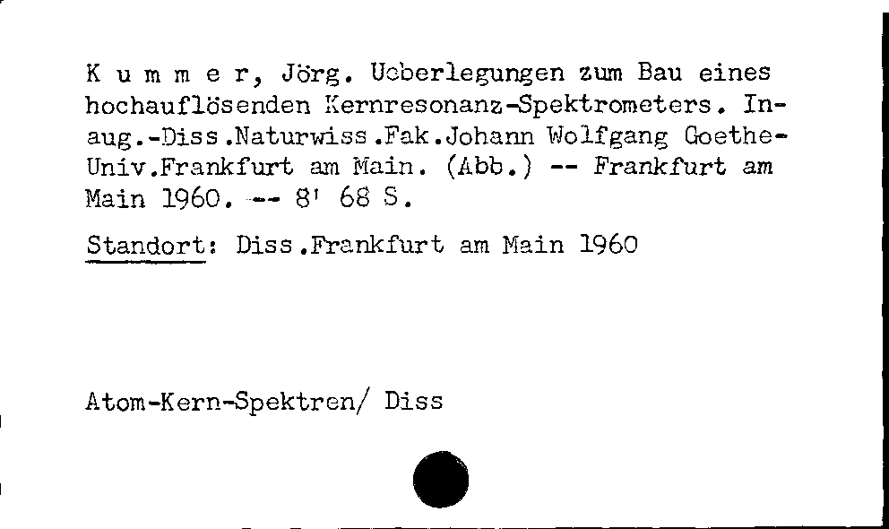 [Katalogkarte Dissertationenkatalog bis 1980]