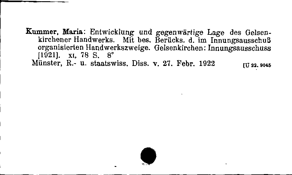 [Katalogkarte Dissertationenkatalog bis 1980]