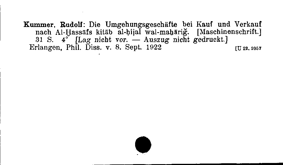 [Katalogkarte Dissertationenkatalog bis 1980]