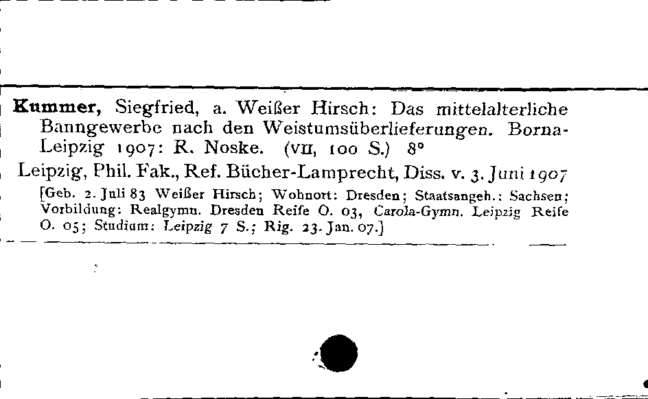 [Katalogkarte Dissertationenkatalog bis 1980]