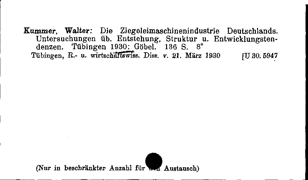 [Katalogkarte Dissertationenkatalog bis 1980]