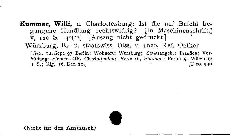 [Katalogkarte Dissertationenkatalog bis 1980]