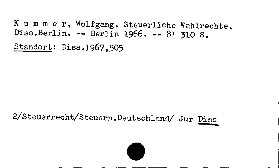 [Katalogkarte Dissertationenkatalog bis 1980]