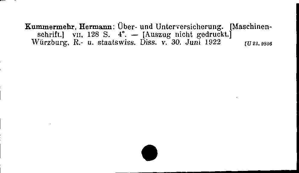 [Katalogkarte Dissertationenkatalog bis 1980]