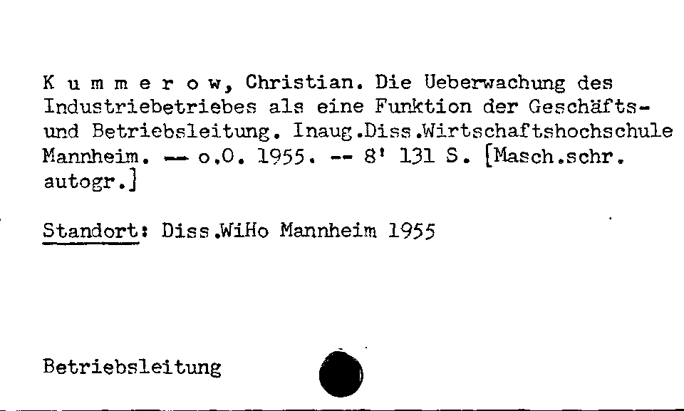 [Katalogkarte Dissertationenkatalog bis 1980]