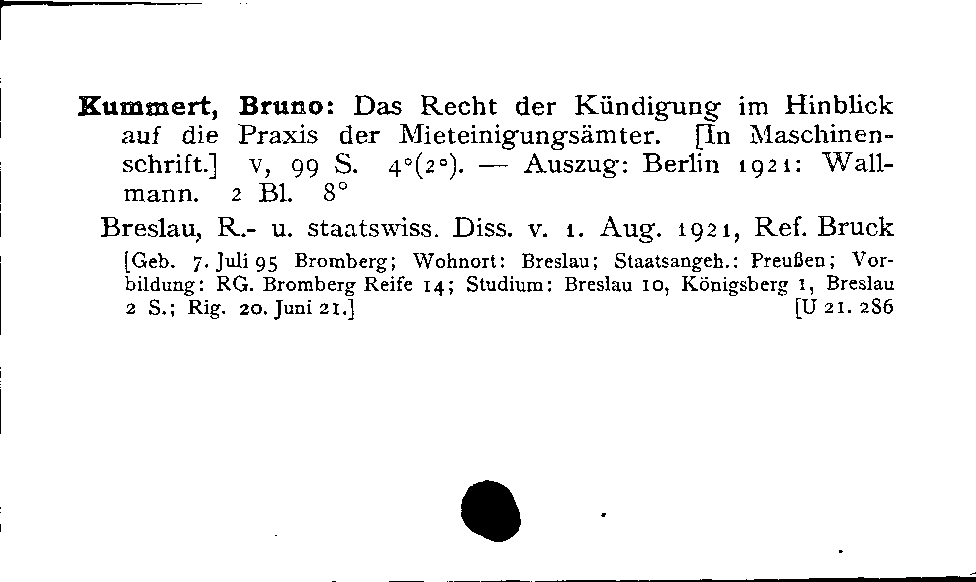 [Katalogkarte Dissertationenkatalog bis 1980]