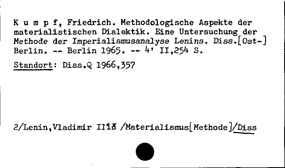 [Katalogkarte Dissertationenkatalog bis 1980]