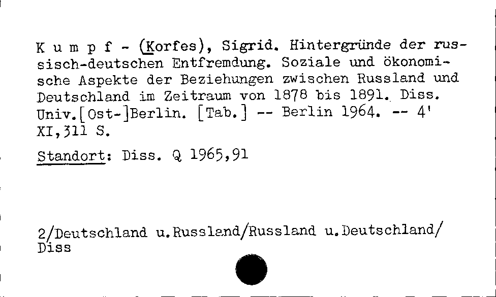 [Katalogkarte Dissertationenkatalog bis 1980]