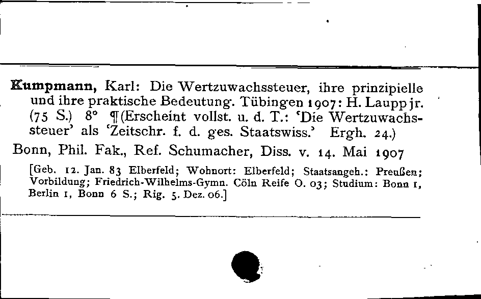 [Katalogkarte Dissertationenkatalog bis 1980]