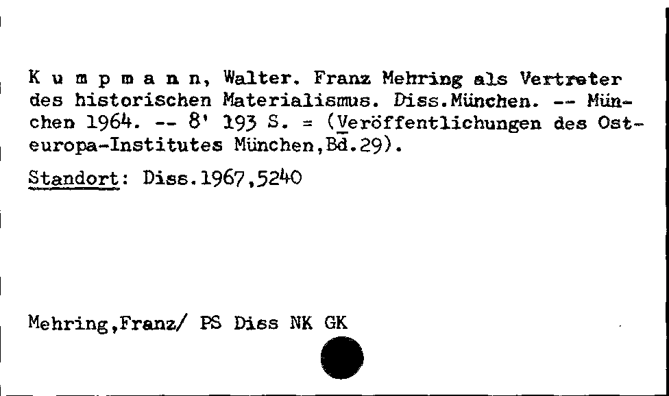 [Katalogkarte Dissertationenkatalog bis 1980]