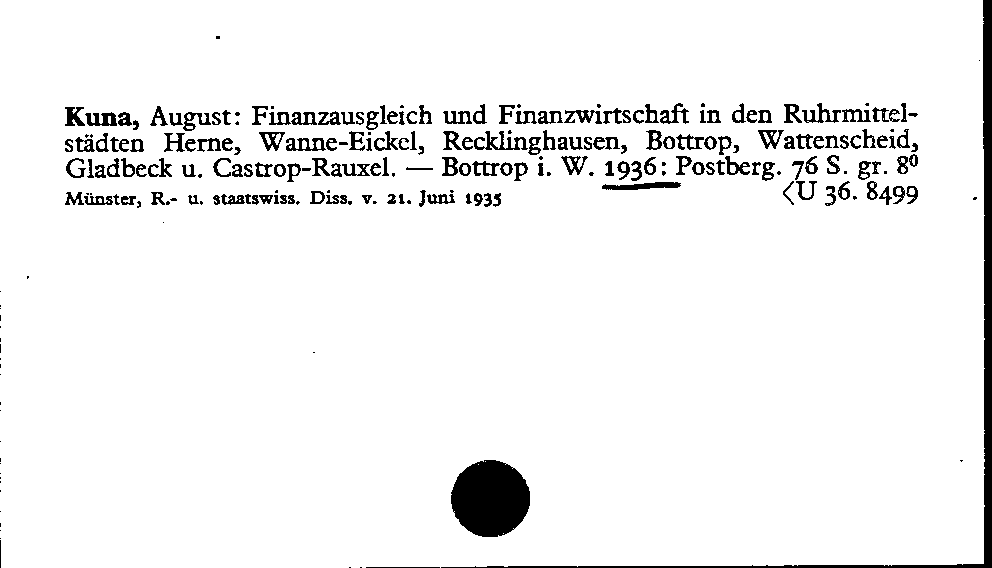 [Katalogkarte Dissertationenkatalog bis 1980]