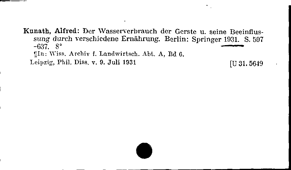 [Katalogkarte Dissertationenkatalog bis 1980]