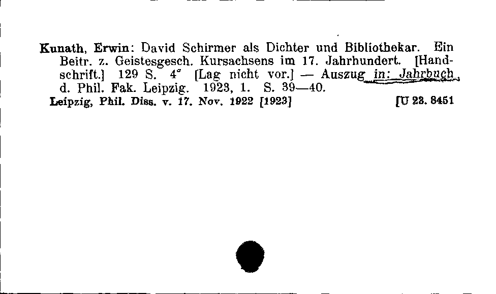 [Katalogkarte Dissertationenkatalog bis 1980]