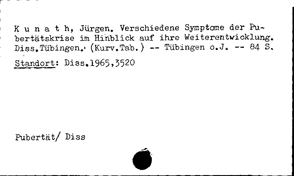 [Katalogkarte Dissertationenkatalog bis 1980]