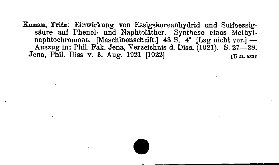 [Katalogkarte Dissertationenkatalog bis 1980]