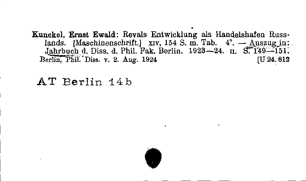 [Katalogkarte Dissertationenkatalog bis 1980]