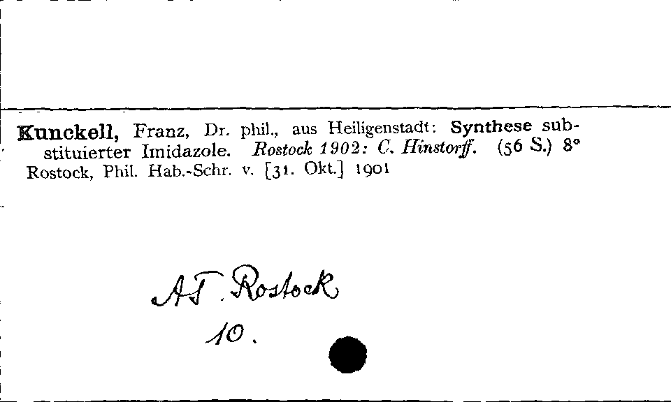 [Katalogkarte Dissertationenkatalog bis 1980]