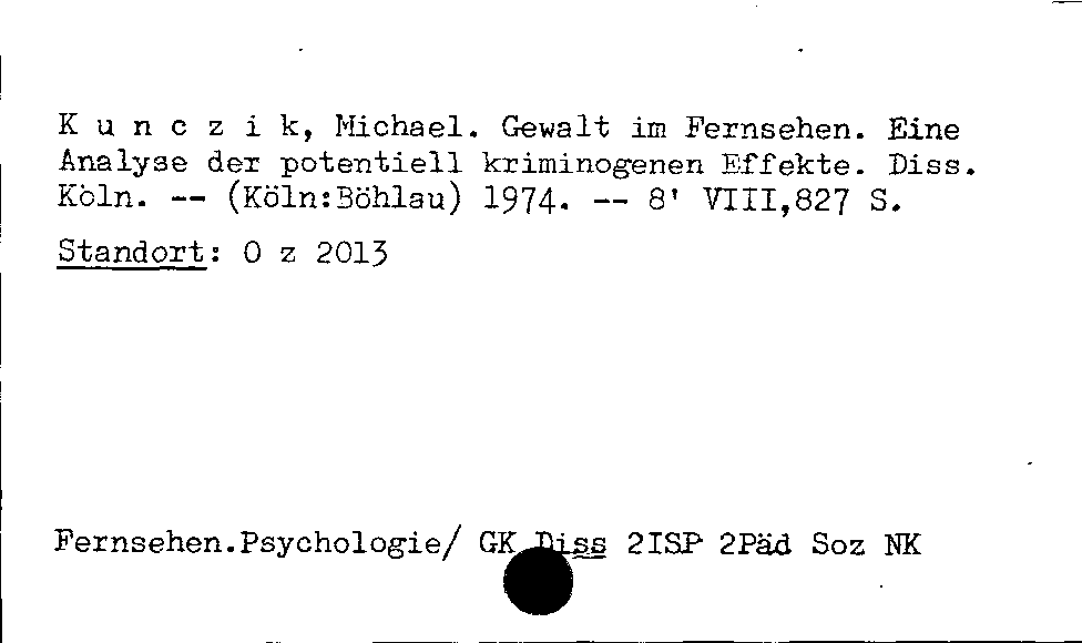 [Katalogkarte Dissertationenkatalog bis 1980]