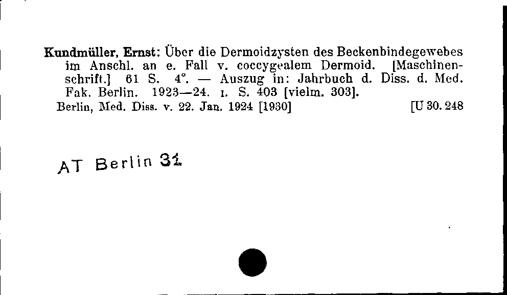 [Katalogkarte Dissertationenkatalog bis 1980]