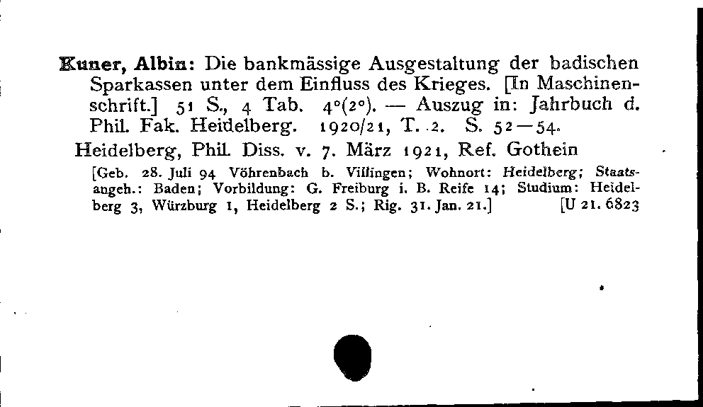 [Katalogkarte Dissertationenkatalog bis 1980]