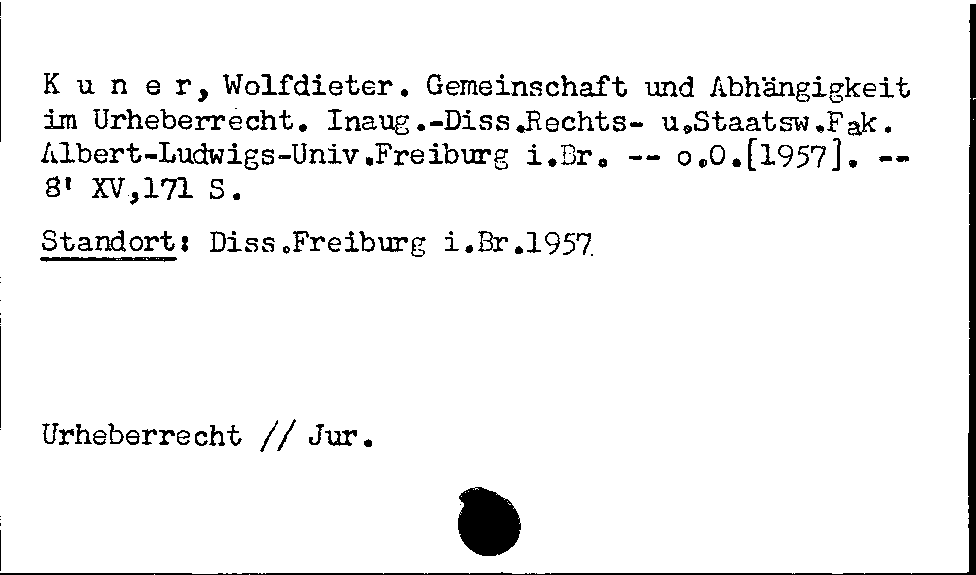 [Katalogkarte Dissertationenkatalog bis 1980]