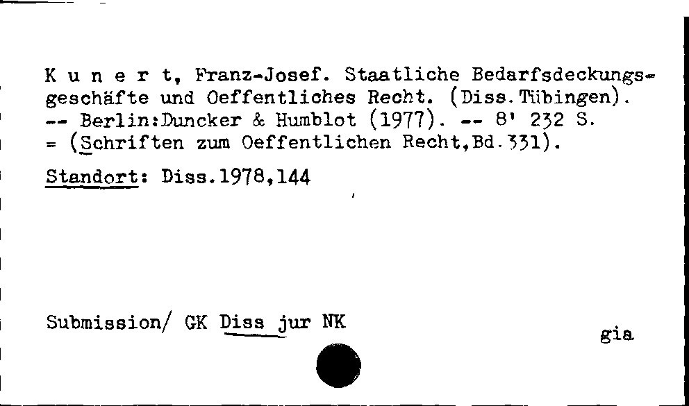 [Katalogkarte Dissertationenkatalog bis 1980]