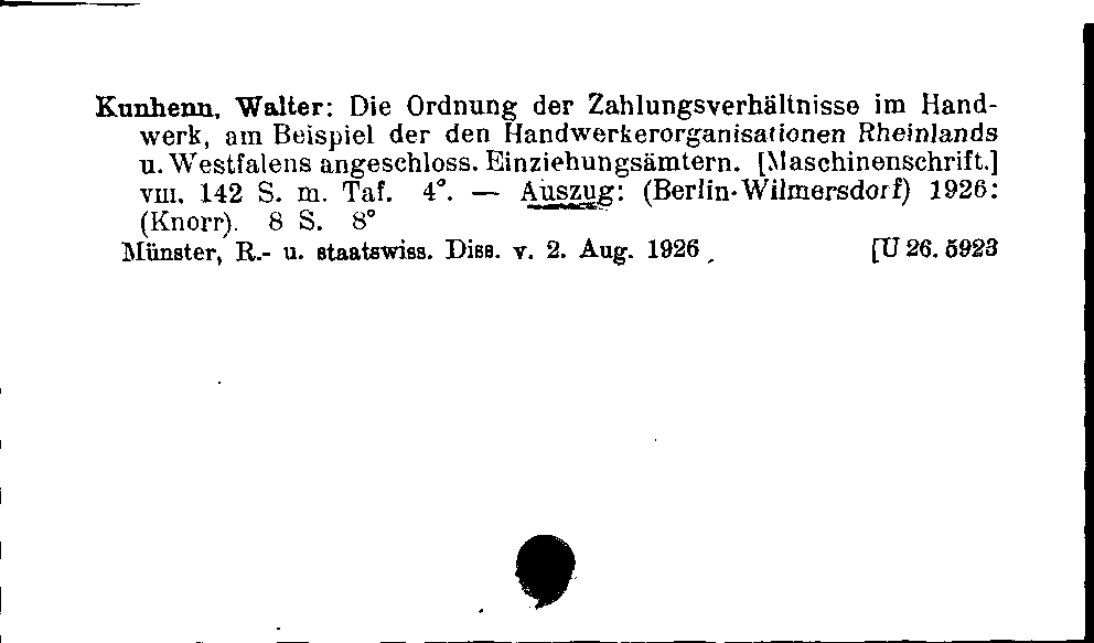 [Katalogkarte Dissertationenkatalog bis 1980]