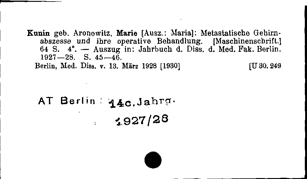 [Katalogkarte Dissertationenkatalog bis 1980]