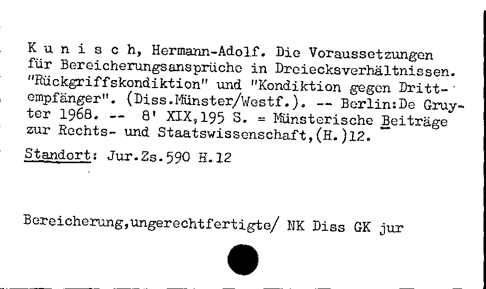 [Katalogkarte Dissertationenkatalog bis 1980]