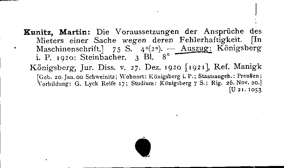 [Katalogkarte Dissertationenkatalog bis 1980]