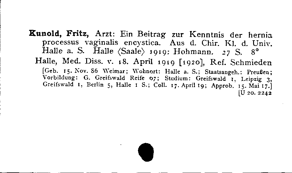 [Katalogkarte Dissertationenkatalog bis 1980]