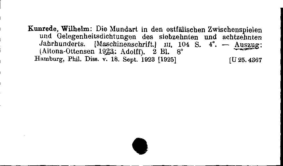 [Katalogkarte Dissertationenkatalog bis 1980]