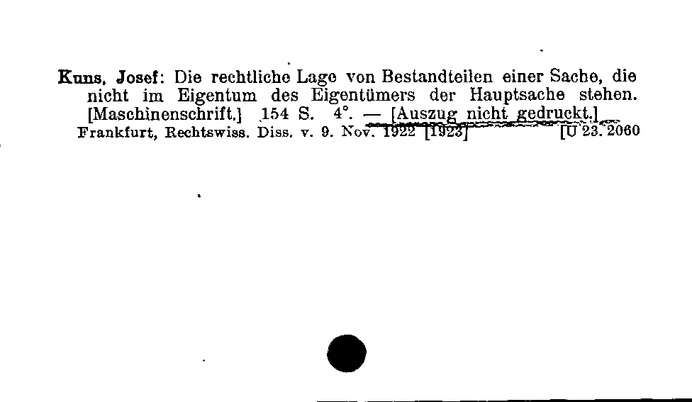 [Katalogkarte Dissertationenkatalog bis 1980]