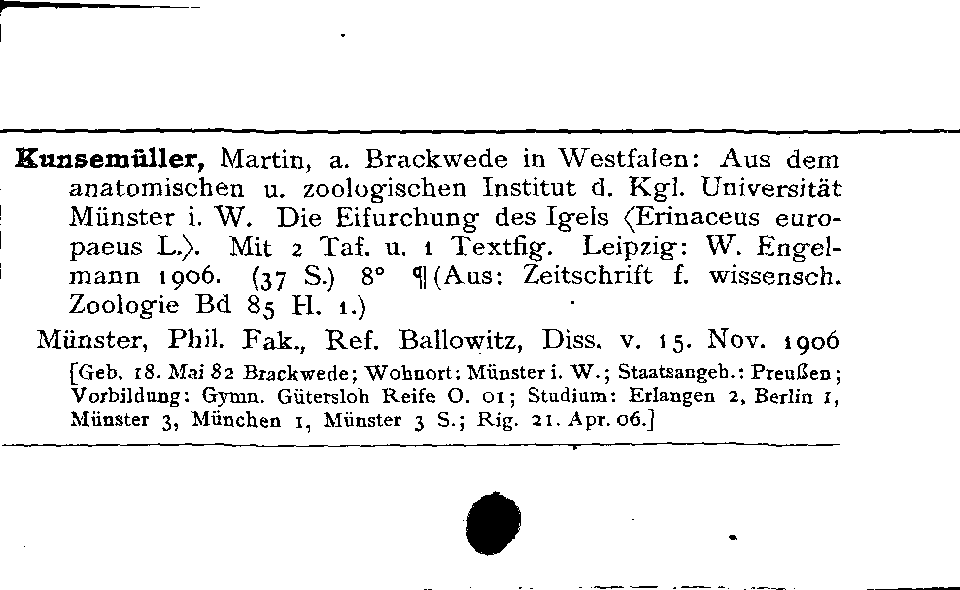 [Katalogkarte Dissertationenkatalog bis 1980]