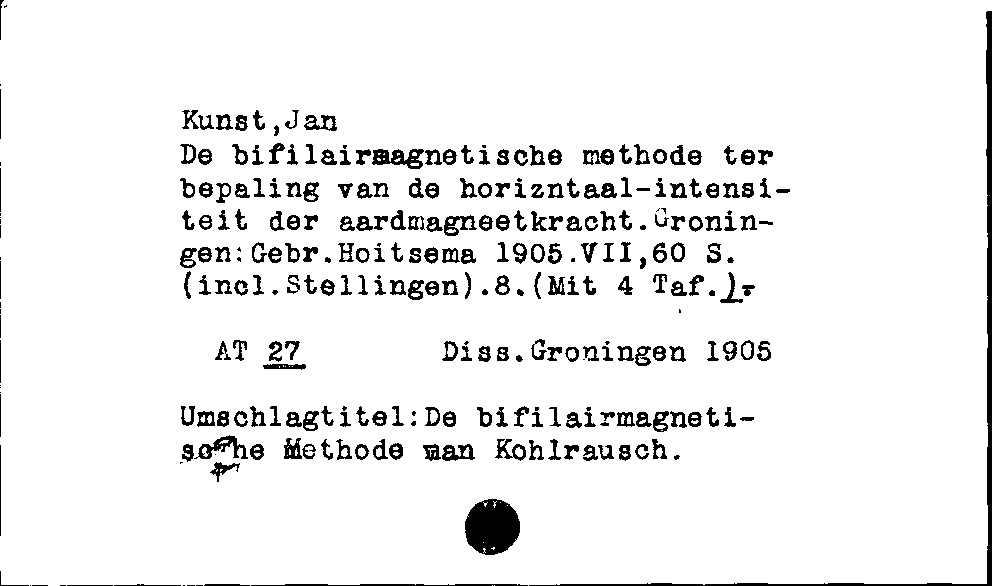 [Katalogkarte Dissertationenkatalog bis 1980]