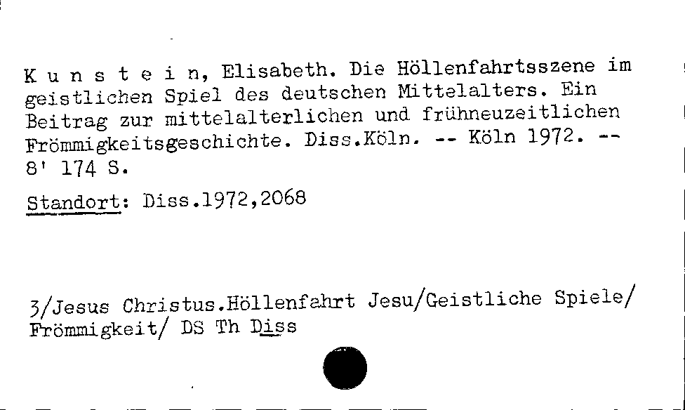 [Katalogkarte Dissertationenkatalog bis 1980]