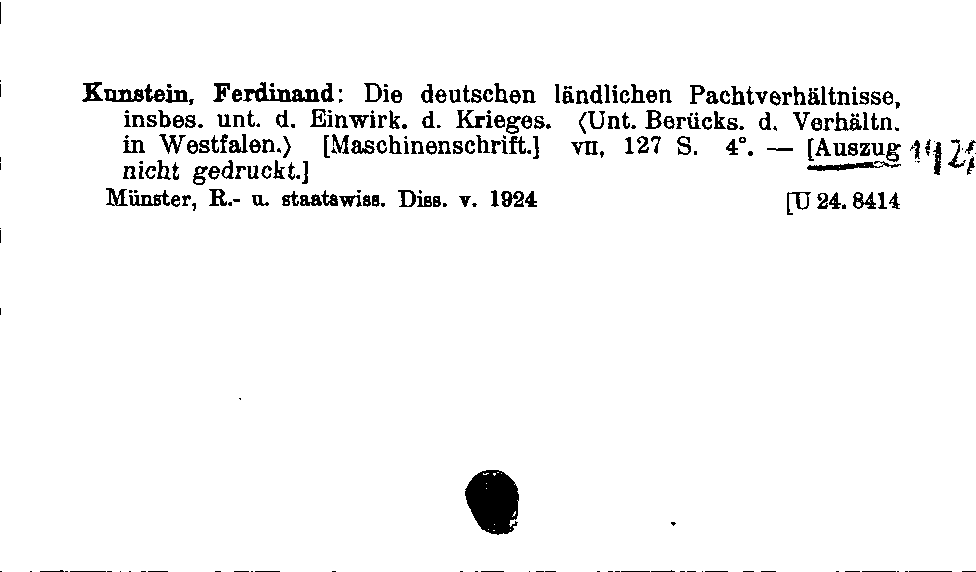 [Katalogkarte Dissertationenkatalog bis 1980]