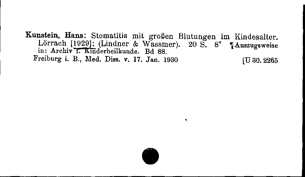 [Katalogkarte Dissertationenkatalog bis 1980]