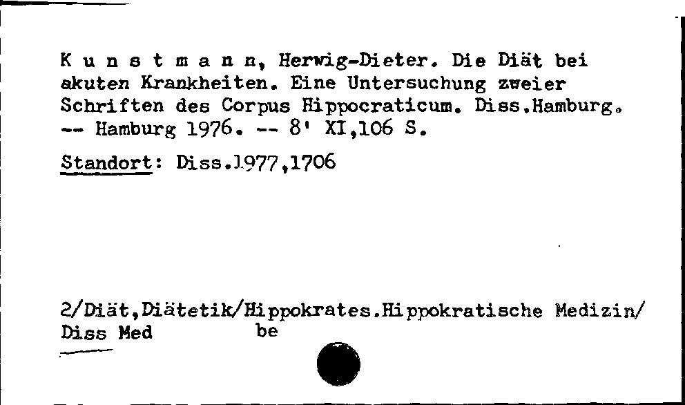 [Katalogkarte Dissertationenkatalog bis 1980]