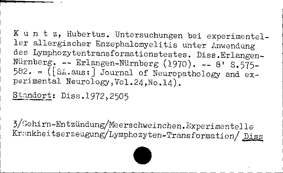 [Katalogkarte Dissertationenkatalog bis 1980]