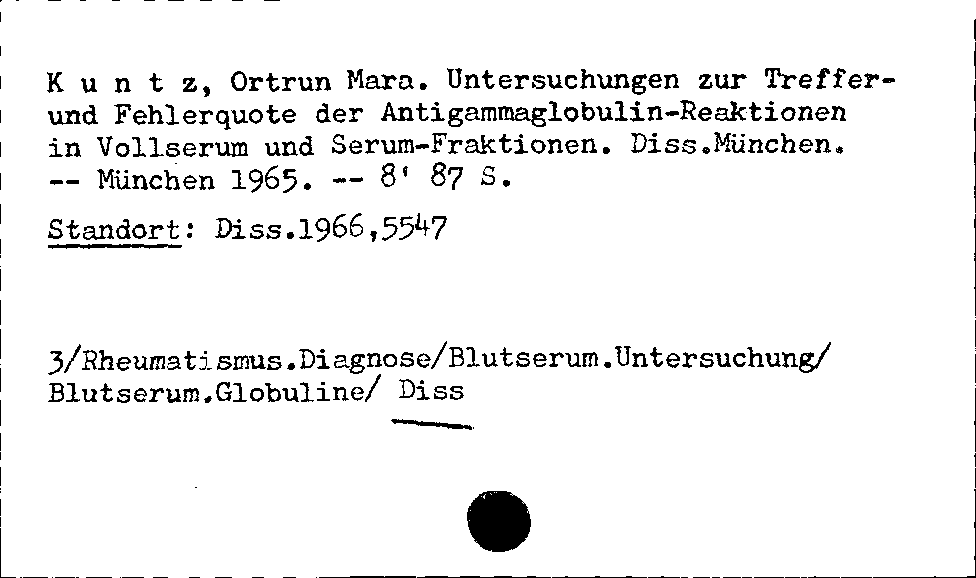 [Katalogkarte Dissertationenkatalog bis 1980]