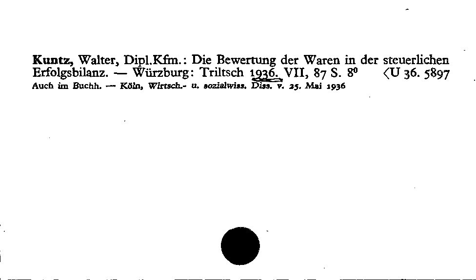 [Katalogkarte Dissertationenkatalog bis 1980]