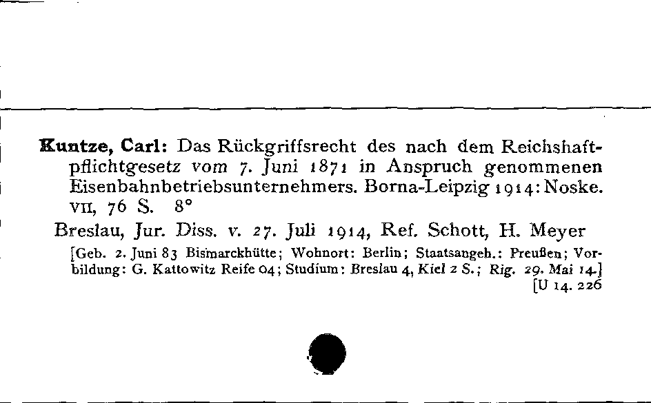 [Katalogkarte Dissertationenkatalog bis 1980]