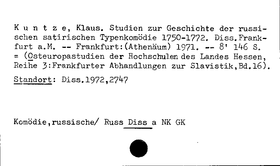 [Katalogkarte Dissertationenkatalog bis 1980]