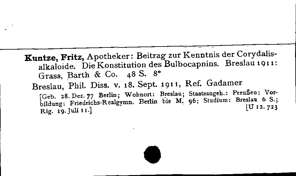 [Katalogkarte Dissertationenkatalog bis 1980]