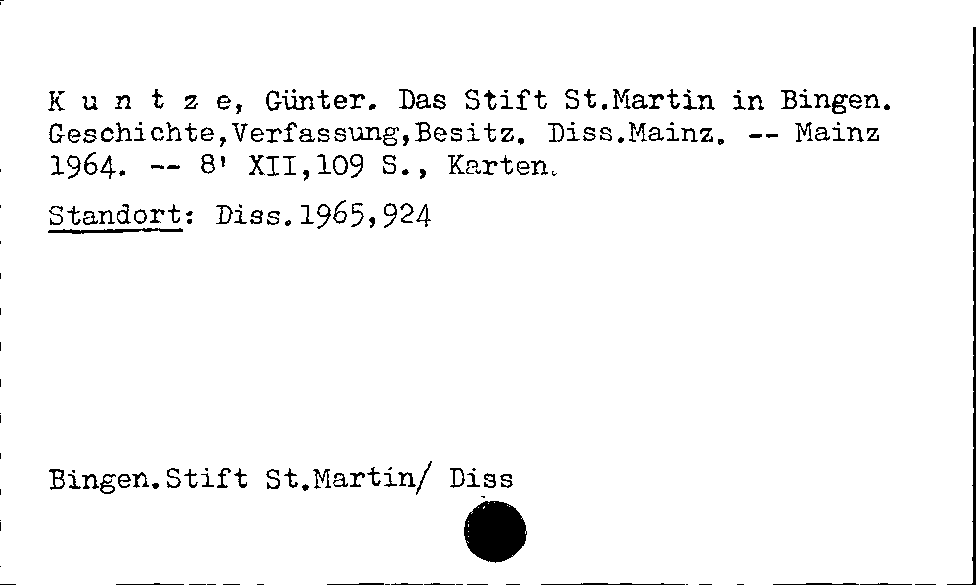 [Katalogkarte Dissertationenkatalog bis 1980]