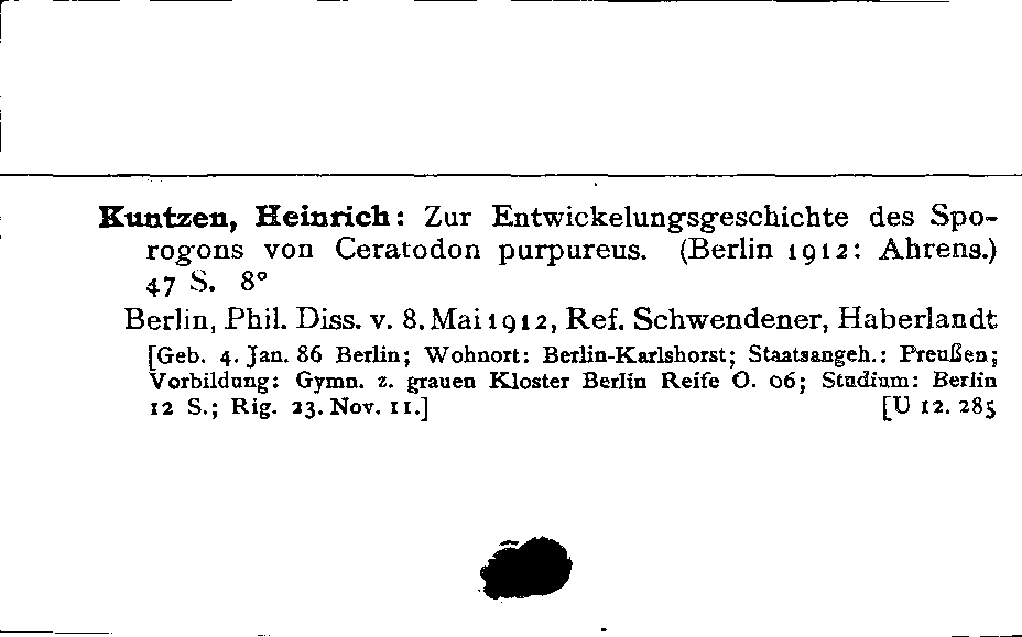 [Katalogkarte Dissertationenkatalog bis 1980]