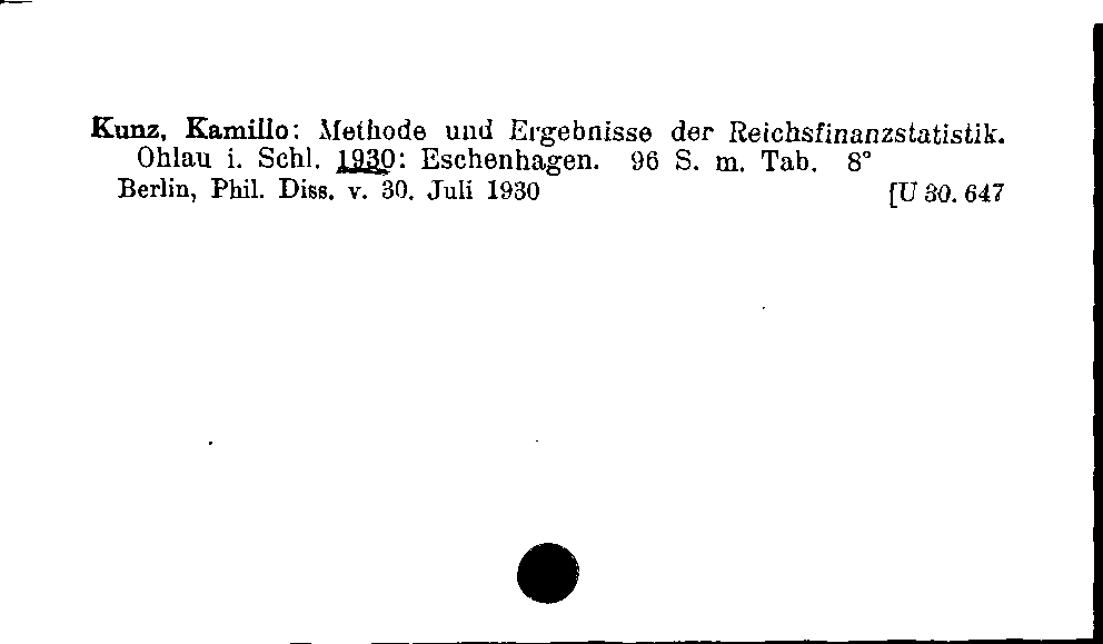 [Katalogkarte Dissertationenkatalog bis 1980]