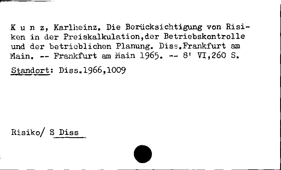 [Katalogkarte Dissertationenkatalog bis 1980]