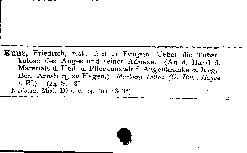 [Katalogkarte Dissertationenkatalog bis 1980]